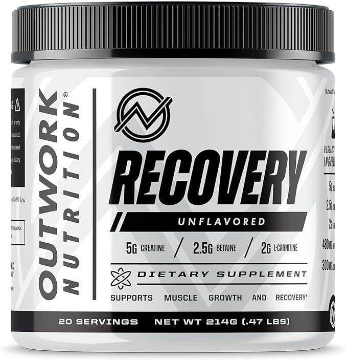 Outwork Nutrition Recovery Supplement, Post Workout Recovery Powder & Muscle Builder for Men and Women, Recharge Muscles After Gym, Backed by Science, 240 Gr (Unflavored)