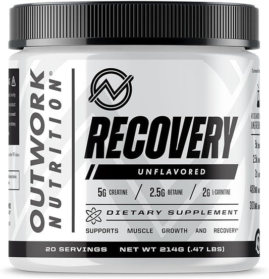 Outwork Nutrition Recovery Supplement, Post Workout Recovery Powder & Muscle Builder for Men and Women, Recharge Muscles After Gym, Backed by Science, 240 Gr (Unflavored)