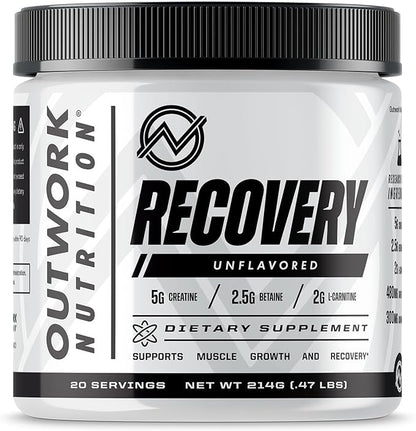 Outwork Nutrition Recovery Supplement, Post Workout Recovery Powder & Muscle Builder for Men and Women, Recharge Muscles After Gym, Backed by Science, 240 Gr (Unflavored)