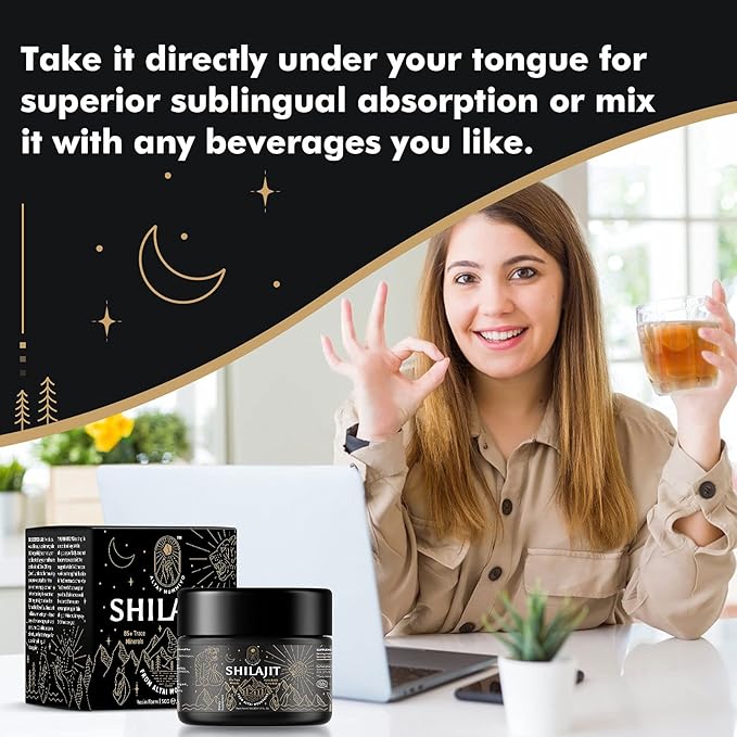 Shilajit Resin with Fulvic Acid & Trace Minerals, Original Siberian Pure Shilajit with 85+ Humic Acid Supplement Gel, Support Metabolism & Immune System - 100 Serving / 50g