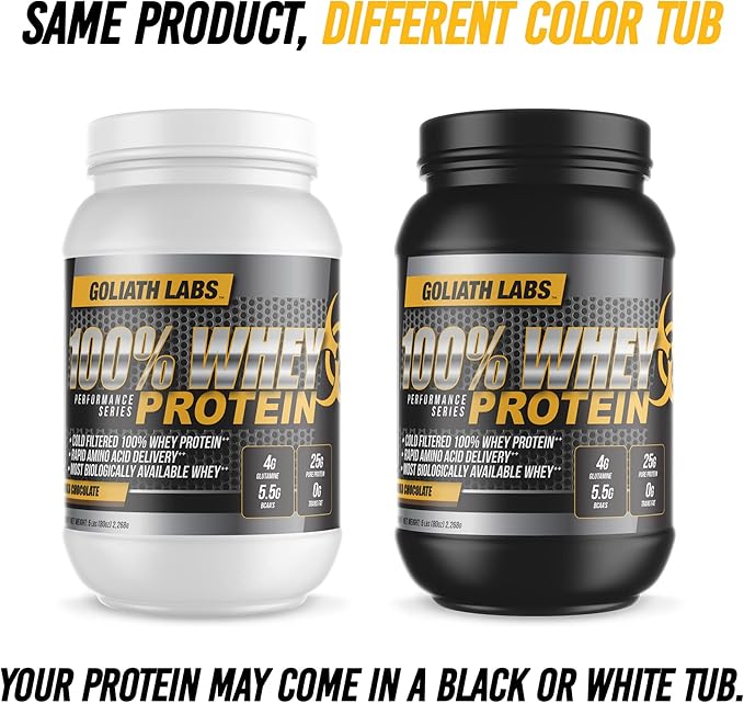 Goliath Labs 100% Whey Protein Powder Isolate/Blend | Fast-Absorbing Workout Supplements for Men and Women | 25g of Pure Protein and 5.5g of BCAAs in Each Serv | Strawberry, 5 lbs, 68 Servings