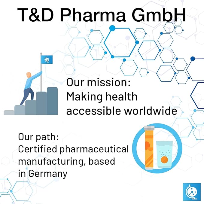 German Calcium 140 Drink Effervescent Tablets - Lemon Lime Flavour - 500 mg Calcium, Sugarfree, Vegan- T&D Pharma – Made in Germany