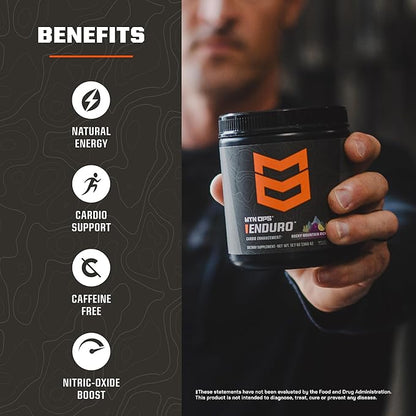 MTN OPS Enduro Trail Packs Nitric Oxide Stim Free Pre Workout | Magnesium Citrate, L Arginine & L Citrulline Caffeine Free Preworkout | 20 Serving Raspberry