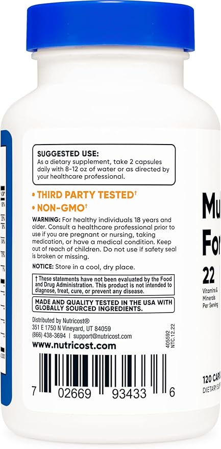 Nutricost Multivitamin for Men 120 Capsules (2 Bottles) - Vitamins and Minerals for The Healthy Man