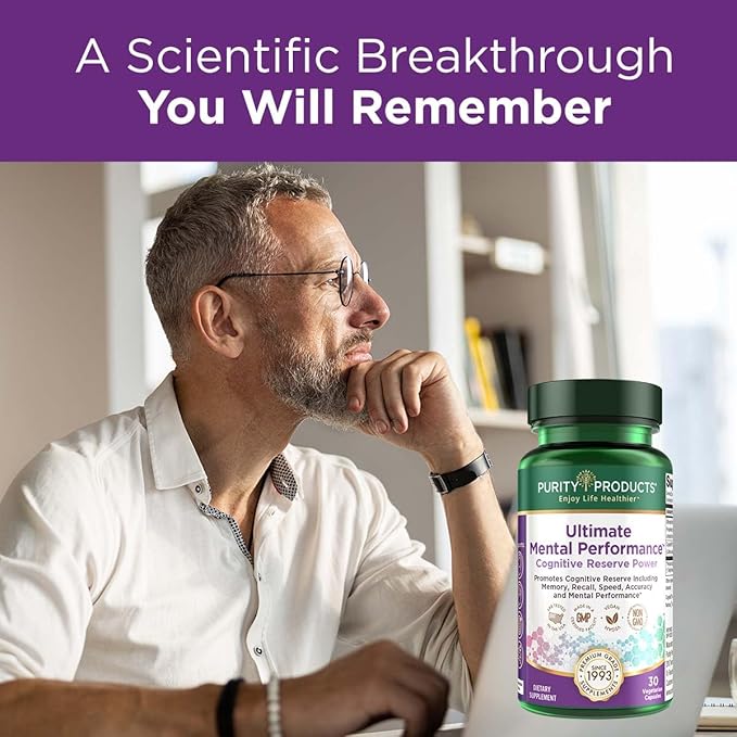 Purity Products Ultimate Mental Performance Supports Memory Recall, Mental Focus + More - Nootropic Powerhouse ft. Patented Botanical Plant-Based Ingredients - Vegan & Non-GMO - 30 Veggie Caps