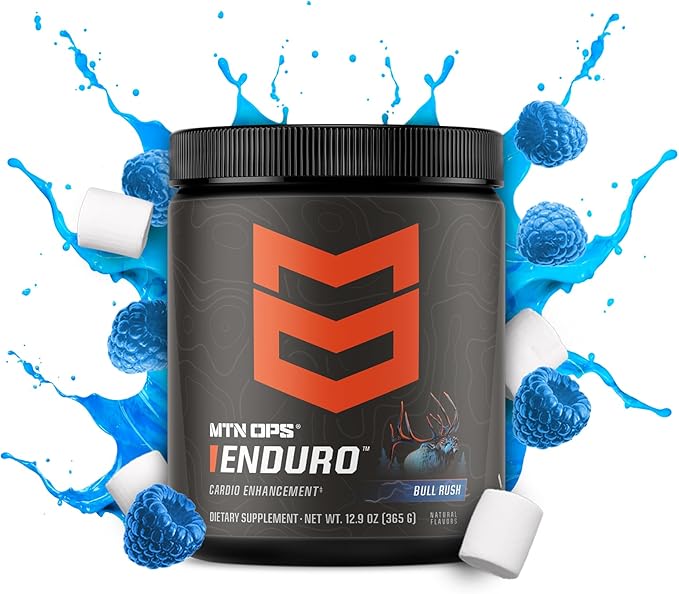 MTN OPS Enduro Nitric Oxide Supplement & Stim-Free Pre Workout - 30 Servings - with Magnesium Citrate, Beet Root Powder, Niacinamide, L Arginine & L Citrulline - Bull Rush Flavor