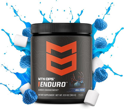 MTN OPS Enduro Nitric Oxide Supplement & Stim-Free Pre Workout - 30 Servings - with Magnesium Citrate, Beet Root Powder, Niacinamide, L Arginine & L Citrulline - Bull Rush Flavor