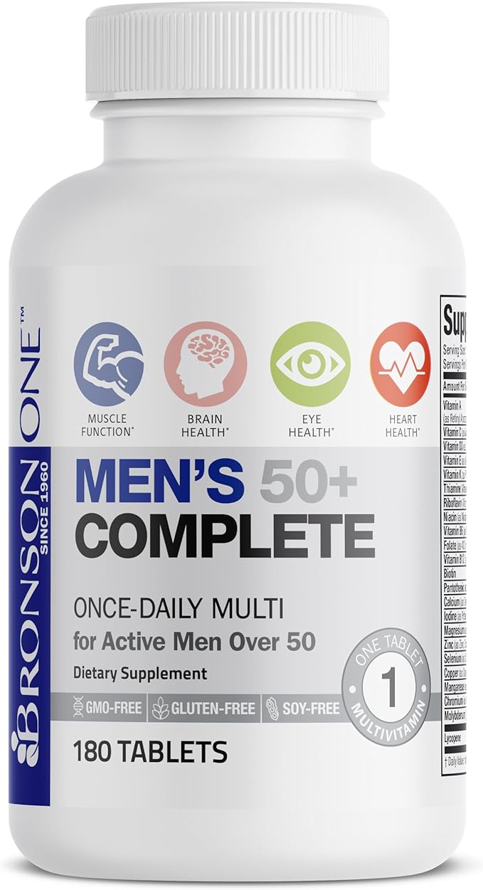 Bronson ONE Daily Mens 50+ Complete Multivitamin Multimineral, 180 Tablets