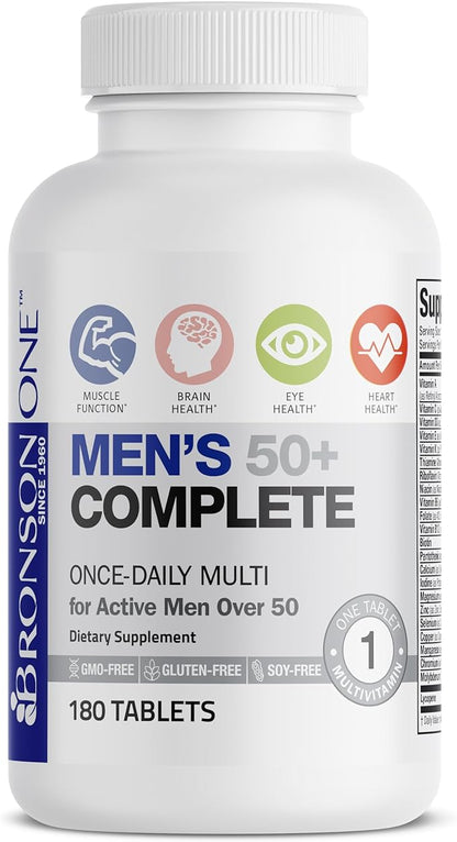Bronson ONE Daily Mens 50+ Complete Multivitamin Multimineral, 180 Tablets