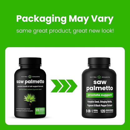 Saw Palmetto Supplement for Prostate Health [Extra Strength] 600mg Complex with Extract, Berry Powder & Herbs - Supports Healthy Urination Frequency, DHT Blocker & Hair Loss Prevention - 120 Capsules