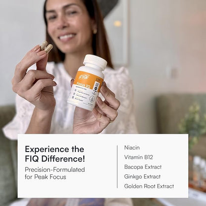 FIQ - Focus IQ - Brain Supplements for Memory and Focus - Memory Supplements - Cognitive Support - 60 Capsules