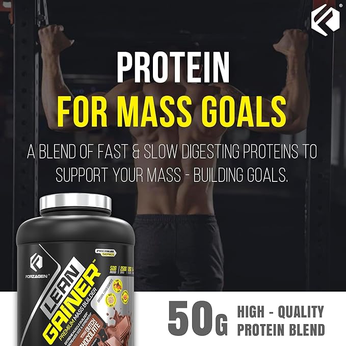 Forzagen Lean Gainer Premium Mass Builder | Mass Gainer Protein Powder for Men & Women | High Calorie Protein, Weight Gain, Bulk, Muscle Building Supplement | Dutch Chocolate, 8 lbs. (11 Servings)