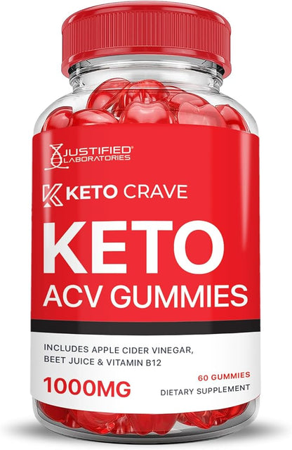 (5 Pack) Keto Crave Keto ACV Gummies Advanced Formula 1000MG Keto Crave Keto Gummies Apple Cider Vinegar Formulated with Pomegranate Beet Juice Powder B12 Vegan Non GMO 600 Gummys
