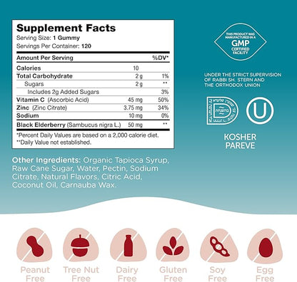 Zahler - Chapter One Immune Support Gummies for Kids with Vitamins C, Zinc & Black Elderberry (120 Flavored Gummies) Kosher Immunity Vitamin C & Elderberry Gummies for Kids & Adults - Made in USA