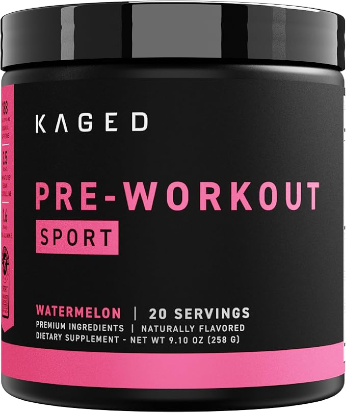 Kaged Pre-Kaged Sport Pre Workout Powder | Watermelon | Energy Supplement for Endurance | Cardio, Weightlifting Sports Drink | 20 Servings