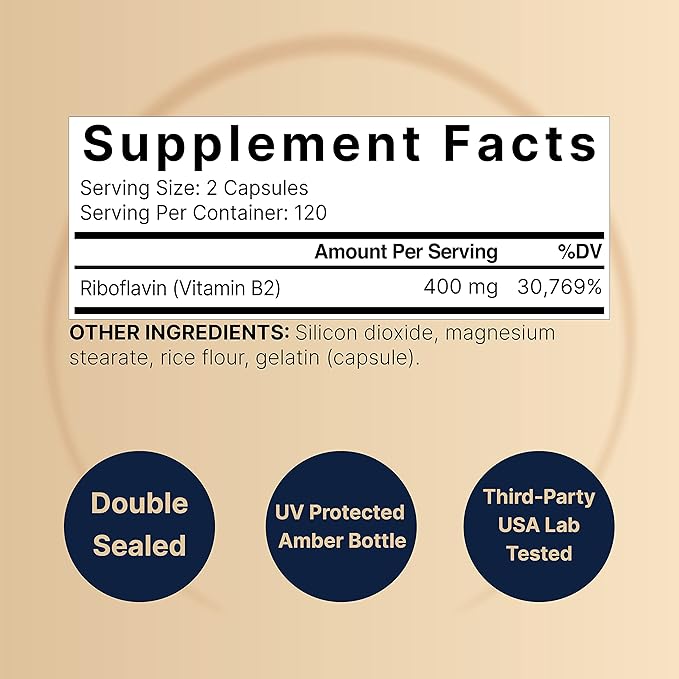 NatureBell Vitamin B2 Riboflavin 400mg Per Serving, 240 Capsules | Essential Daily B Vitamin, Easily Absorbed Form – Supports Energy, Skin, and Cellular Health – Non-GMO, Gluten Free