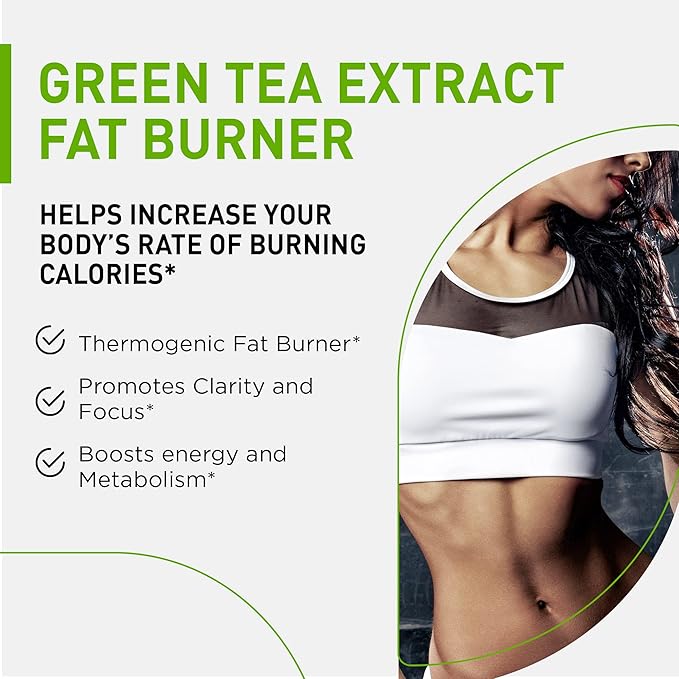 Premium Green Tea Extract Fat Burner Supplement EGCG-Natural Appetite Suppressant-Healthy Weight Loss Diet Pills That Work Fast for Women and Men-Detox Metabolism Booster to Burn Belly Fat Fast-2 pack