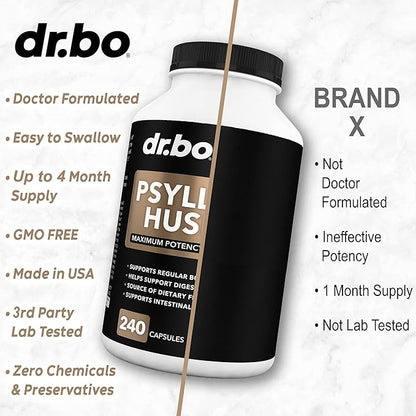 Psyllium Husk Capsule Fiber Supplement - Natural Powder Capsules for Constipation Relief for Adults - Nutritional Soluble Fiber Pills & Daily Regularity Support - Bulk Seed Husks Digestion Supplements