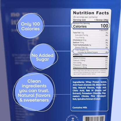 Jive Protein Hydrator Clear Protein Powder - w/Electrolytes, 22g Protein, 100 Calories & 25 Servings - Blue Raspberry - Grass Fed Clear Whey Isolate Protein - Clear Whey Protein Powder