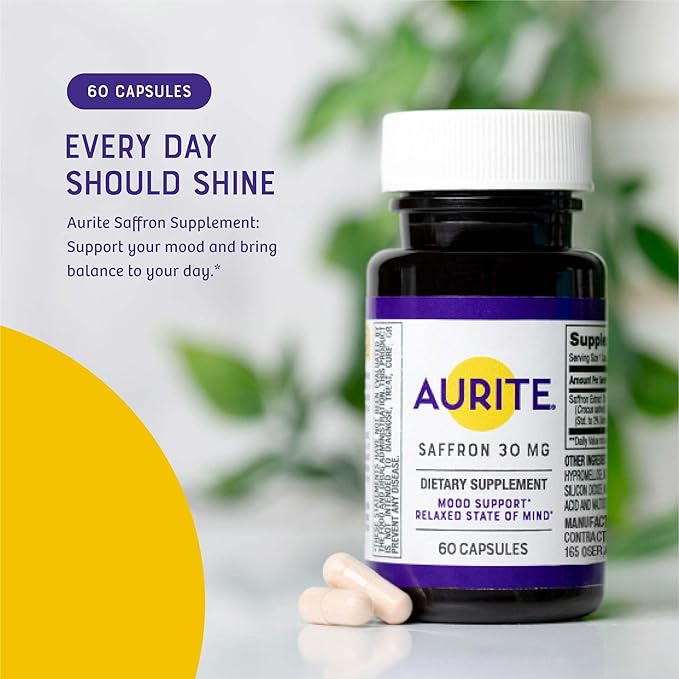 Saffron Supplement | Stress Management, Herbal Mood Support, Long-Term Memory, for Women & Men. 60 Count, Saffron 30mg, Vegetarian Friendly, Non-GMO, Gluten-Free, Soy-Free (2 Months of Supply)