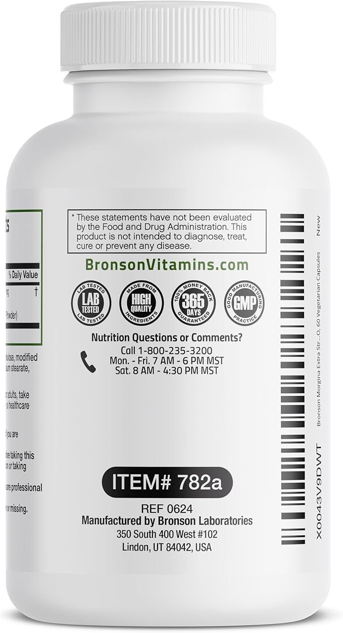 Bronson Morgina Extra Strength Complete Green Superfood, Non-GMO, 60 Vegetarian Capsules …