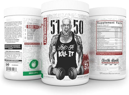 5% Nutrition Rich Piana 5150 High Stim Pre-Workout Powder | Extreme Energy, Focus, Pumps & Endurance | 400 mg Caffeine, Citrulline, Beta Alanine, N-Acetyl L-Tyrosine | 30 Srvgs (Green Apple)