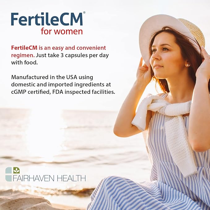 Fairhaven Health FertileCM Fertility Supplement for Women, Capsules - Fertile Cervical Mucus, Ovulation Cycle, Includes L-Arginine, N-Acetyl-Cysteine, Grape Seed Extract and Vitamin C - 90 Capsules