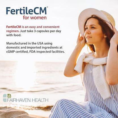 Fairhaven Health FertileCM Fertility Supplement for Women, Capsules - Fertile Cervical Mucus, Ovulation Cycle, Includes L-Arginine, N-Acetyl-Cysteine, Grape Seed Extract and Vitamin C - 90 Capsules