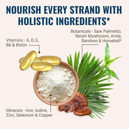 Hair La Vie Live Conscious Clinical Formula Hair Growth Vitamins for Women and Men w/Biotin 5000mcg, Collagen & Saw Palmetto (Pack of 1)