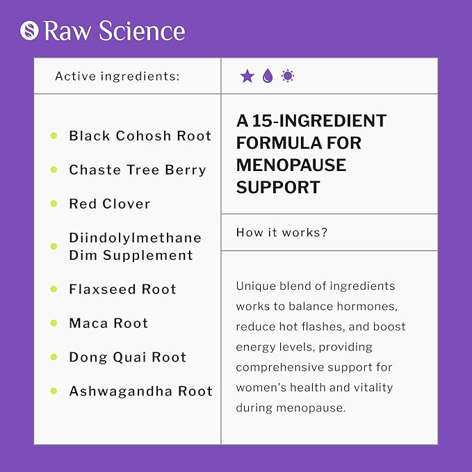 Menopause Supplements for Women - Black Cohosh for Menopause Hot Flashes, Night Sweats & Hormone Balance with DIM, Vitex, Dong Quai, Red Clover - Complete Menopause Support Vaginal Health, 60 Capsules