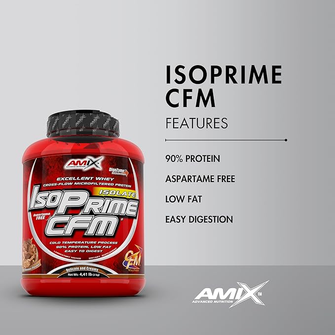 Amix - Isolated Protein, Isoprime CFM, Whey Protein Isolate, Helps Muscle Recovery, High Purity Whey Protein - 4.4 Pound - Chocolate Flavor