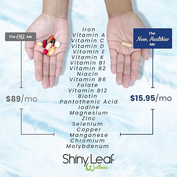 Shiny Leaf Daily Bariatric Multivitamin with 45 mg of Iron 30 Ct Capsule for Post Weight Loss Surgery (WLS), Sleeve, and Mini Gastric Bypass Patients (1 Month Supply)…