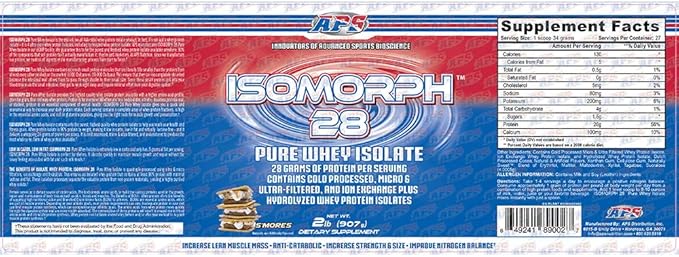 APS Nutrition Isomorph Protein Powder Supplement, Whey Protein Isolate, Ultra- Filtered, 28g Protein, S'Mores, 2 Pound (Pack of 1)