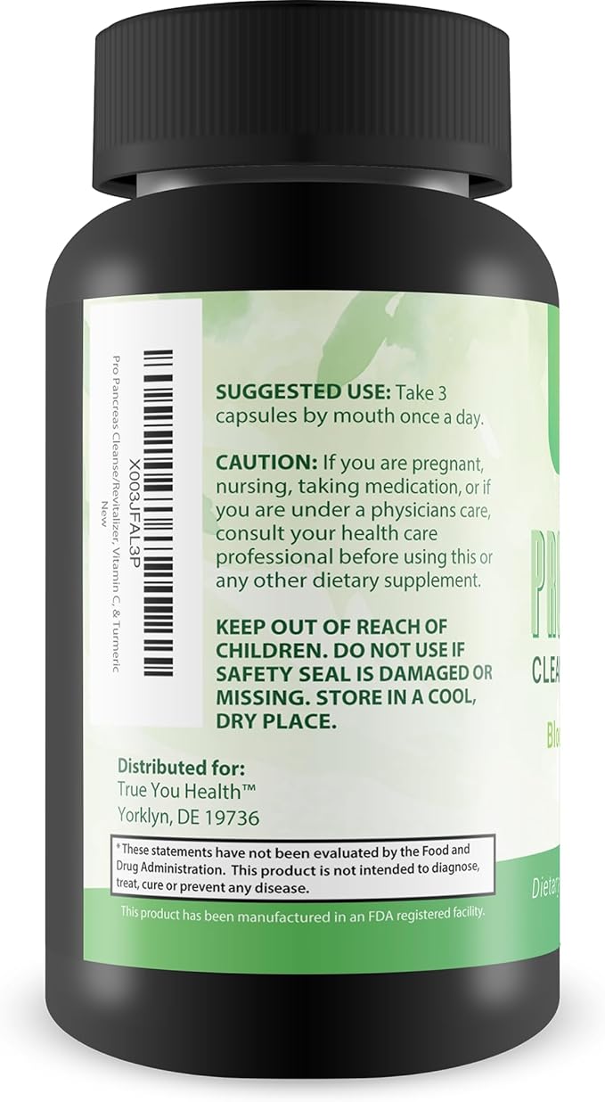Pro Pancreas Cleanse/Revitalizer - Support Pancreas and Blood Health - Antioxidant Green Tea Pancreas Cleanse and Detox - Support Healthy Pancreas Function - Contains Vitamin D, Vitamin C, & Turmeric
