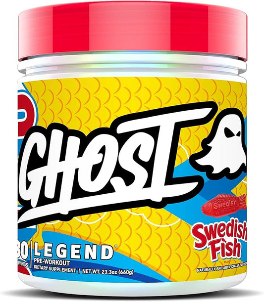 GHOST Legend V4 Pre-Workout Powder, Swedish Fish - 30 Servings – Pre-Workout for Men & Women with Caffeine, Choline, L-Citrulline, & Beta Alanine for More Pumps, Energy & Focus - Vegan Friendly