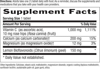 Country Life Buffered Vitamin C 1000mg with Bioflavonoids, Calcium, Magnesium, Potassium - Immune Support, Vegan Capsules, Gluten-Free, Gentle on Stomach - 250 Tablets