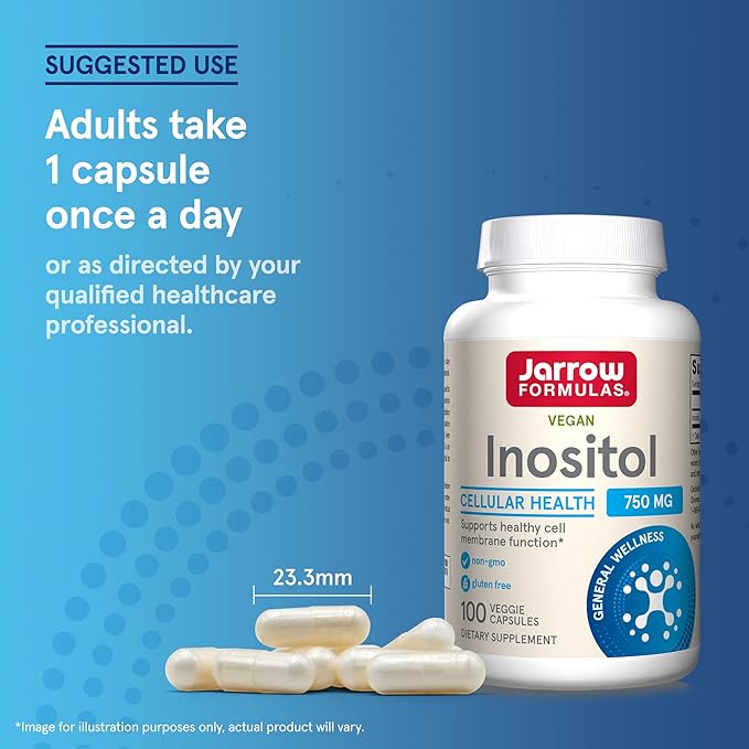 Jarrow Formulas Inositol 750 mg, Dietary Supplement, Liver Support for Cellular Health and General Wellness, 100 Veggie Capsules, Up to a 100 Day Supply