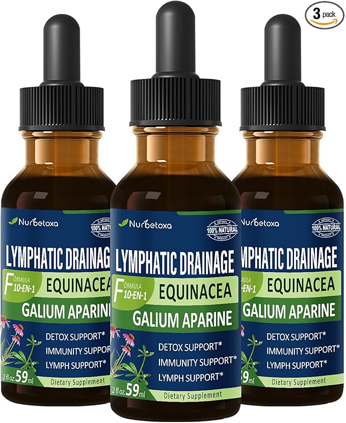 Cleavers Lymphatic Drainage Drops for Lymph System Detox Cleanse, Use with Lymph Massage Tool. 6oz