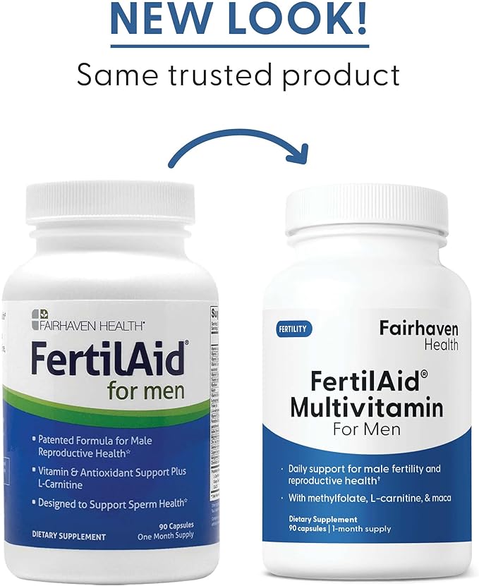 Fairhaven Health FertilAid for Men Prenatal Male Fertility Supplement | Count and Motility Support Pre-Conception for Him | Fertility Support Includes L-carnitine, Zinc, and Folate | 90 Capsules