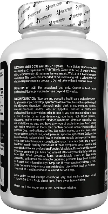 TrimThin® X700 Thermogenic Diet Pills with Maximum Energy Manufactured in USA 120 Capsules