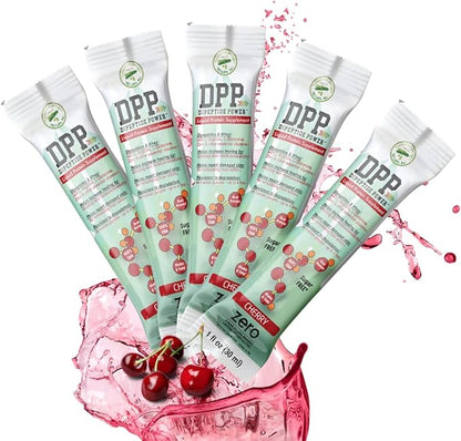 Nutritional Designs DPP Dipeptide Power Liquid Collagen & Whey Protein Supplement, Sugar-Free, Promotes Healthy Skin & Hair for Men & Women, Cherry, Single Serve Packet, 1 oz (25 Packets)