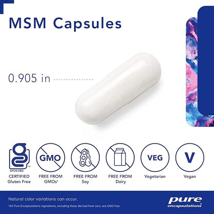 Pure Encapsulations MSM Capsules | Sulfur Supplement to Support Joints, Immune System, Connective Tissue, and Respiratory Health* | 250 Capsules