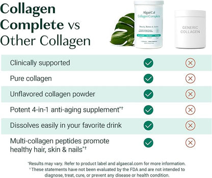 ALGAECAL Hydrolyzed Collagen Complete - Anti-Aging Collagen Powder with Clinically-Supported Beauty Collagen, Patented Formulation Verisol, Fortibone & Fortigel, Multi Collagen Peptides, 3 Packs