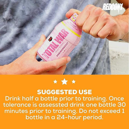 REDCON1 Total War Ready to Drink Pre Workout - Endurance Boosting, Keto Friendly RTD Formula - Amino Acid + Citrulline Malate Pre Workout Drink for Men & Women (Orange Crush, 12 Servings)