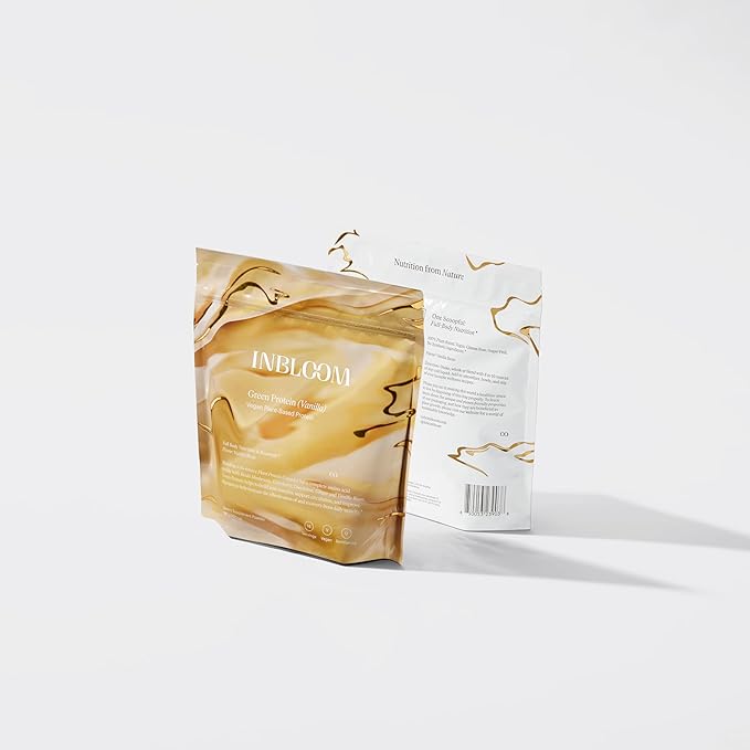 INBLOOM Plant Based Protein Powder - Green Protein with Six-Source Plant Protein Blend - Vanilla Bean Flavor - 14 servings