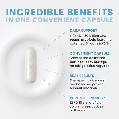 Pure Therapro Rx Power Probiotic Daily - 30 Acid-Resistant Capsules | 4 Proven Strains - 30 Billion CFU/Capsule | Patented Activ-Vial Desiccant Bottle to Ensure Freshness | NO Refrigeration Required