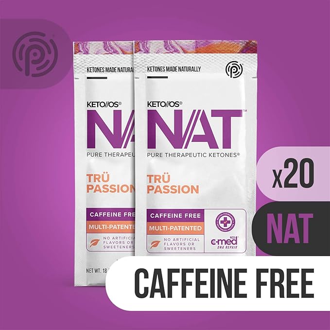 PRÜVIT Keto//OS NAT® Tru Passion Keto Supplements – Caffeine Free - Exogenous Ketones - BHB Salts Ketogenic Supplement for Workout Energy Boost for Men and Women (20 Count)