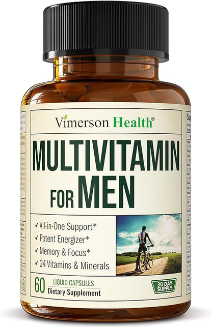 Multivitamin for Men - Daily Mens Multivitamins & Multiminerals with Vitamin A, C, D, E, B12, Zinc, Iron. Essential Vitamins for Men - Mens Vitamins for Energy, Focus & Mens Health. 60 Liquid Capsules