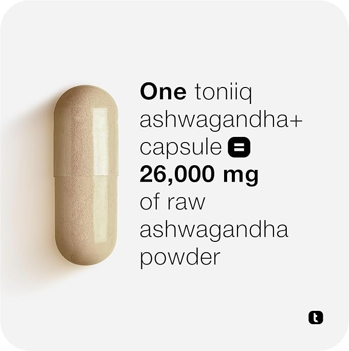 Toniiq 52,000mg 40x Concentrated Extract - 25% Withanolides - Ultra High Strength Ashwagandha Capsules - Wild Harvested in India - Highly Concentrated and Bioavailable Supplement- 60 Veggie Capsules