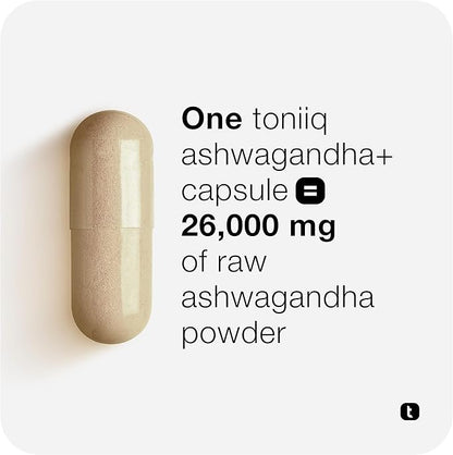 Toniiq 52,000mg 40x Concentrated Extract - 25% Withanolides - Ultra High Strength Ashwagandha Capsules - Wild Harvested in India - Highly Concentrated and Bioavailable Supplement- 120 Veggie Capsules